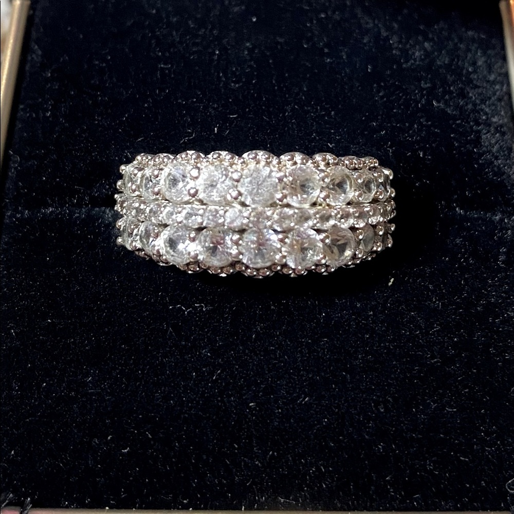 Lab Created White Sapphire Half Eternity Band